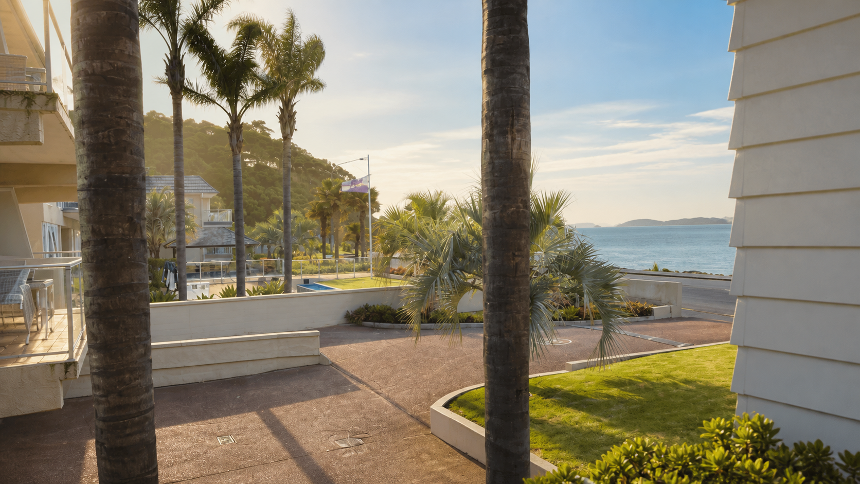 Waterfront outlook from Paihia By The Sea across the Bay of Islands